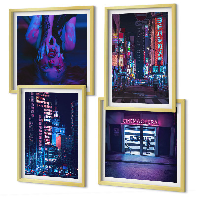 Galería de pared Ciudad nocturna con luces de neón