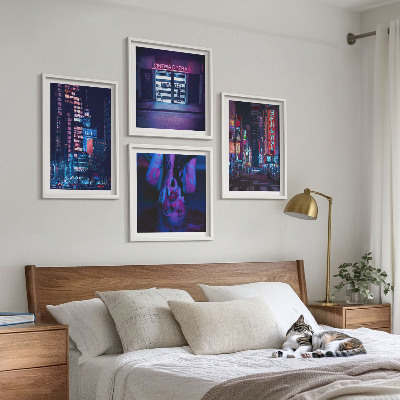 Galería de pared Ciudad nocturna con luces de neón