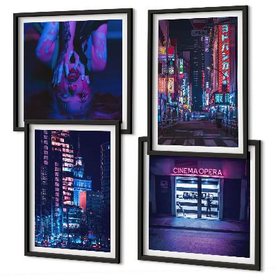 Galería de pared Ciudad nocturna con luces de neón