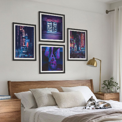 Galería de pared Ciudad nocturna con luces de neón