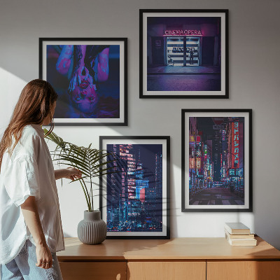 Galería de pared Ciudad nocturna con luces de neón