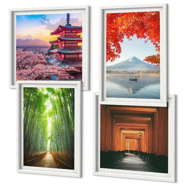 Galería de pared bosque de bambú con puerta torii en Japón