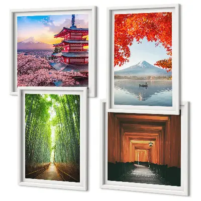 Galería de pared bosque de bambú con puerta torii en Japón
