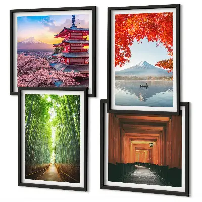 Galería de pared bosque de bambú con puerta torii en Japón