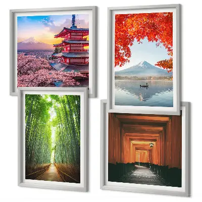 Galería de pared bosque de bambú con puerta torii en Japón