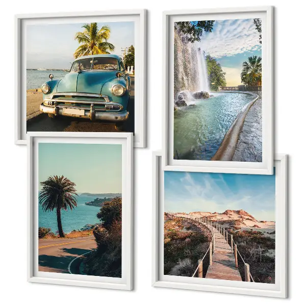 Set de cuadros modernos para salón diseño de cascada de palmeras navideñas