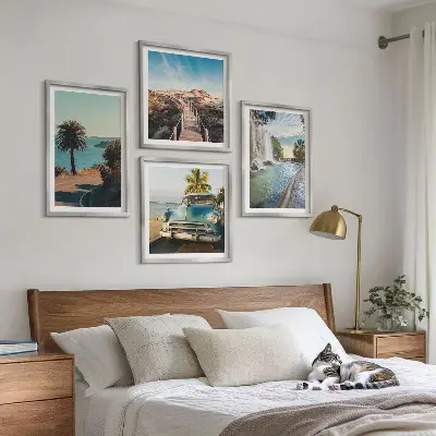 Set de cuadros modernos para salón diseño de cascada de palmeras navideñas