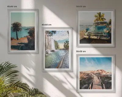 Set de cuadros modernos para salón diseño de cascada de palmeras navideñas