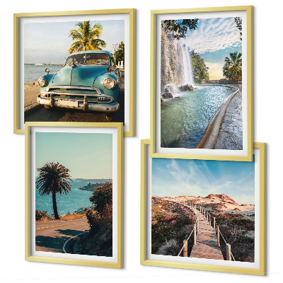 Set de cuadros modernos para salón Cascada de palmeras navideñas