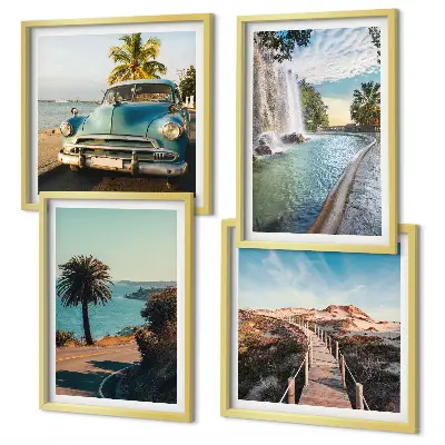 Set de cuadros modernos para salón diseño de cascada de palmeras navideñas
