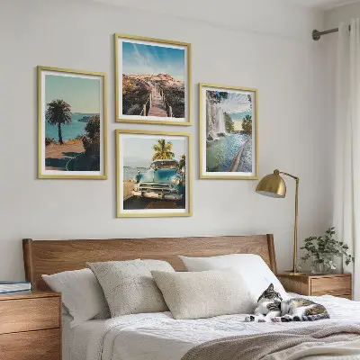 Set de cuadros modernos para salón diseño de cascada de palmeras navideñas