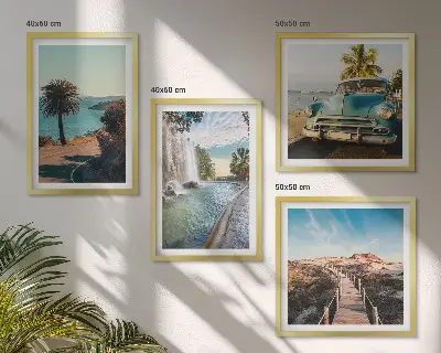 Set de cuadros modernos para salón diseño de cascada de palmeras navideñas