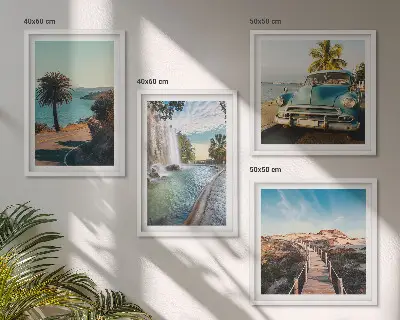 Set de cuadros modernos para salón diseño de cascada de palmeras navideñas