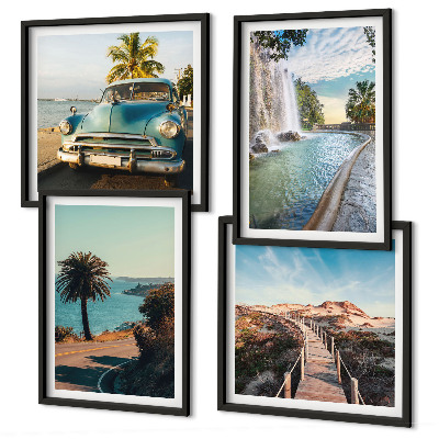 Set de cuadros modernos para salón Cascada de palmeras navideñas