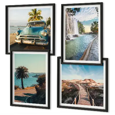 Set de cuadros modernos para salón diseño de cascada de palmeras navideñas