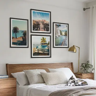 Set de cuadros modernos para salón diseño de cascada de palmeras navideñas