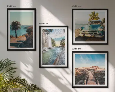 Set de cuadros modernos para salón diseño de cascada de palmeras navideñas