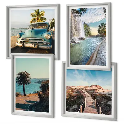 Set de cuadros modernos para salón diseño de cascada de palmeras navideñas
