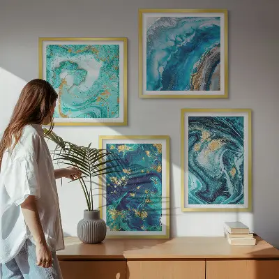Galería de pared con cuadros de pintura abstracta decorativa