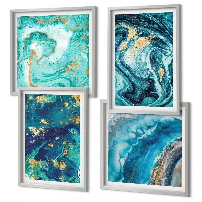 Galería de pared con cuadros de pintura abstracta decorativa