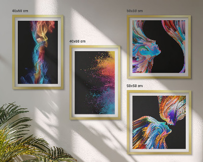 Set de 4 cuadros para salón formas de rostros abstractos y coloridos