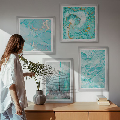 Galería de pared Tonos de azul con patrones abstractos