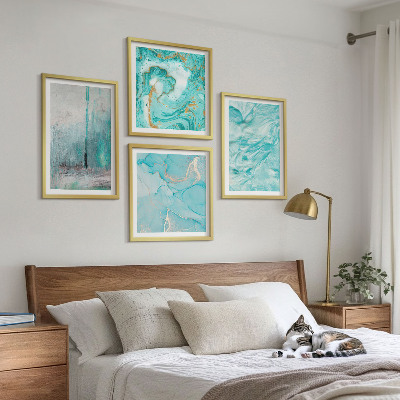 Galería de pared Tonos de azul con patrones abstractos