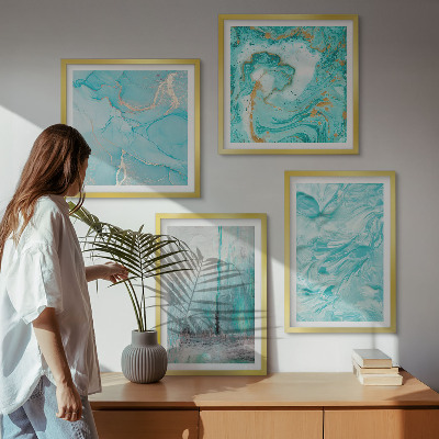 Galería de pared Tonos de azul con patrones abstractos