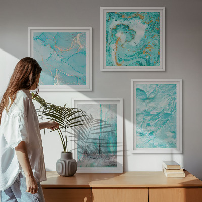 Galería de pared Tonos de azul con patrones abstractos