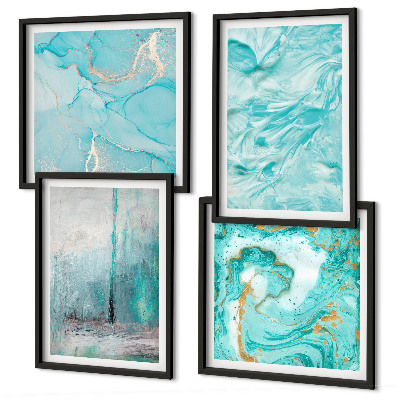 Galería de pared Tonos de azul con patrones abstractos