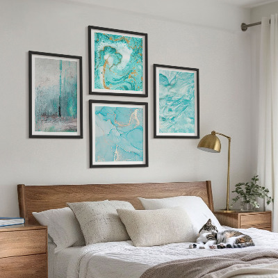 Galería de pared Tonos de azul con patrones abstractos
