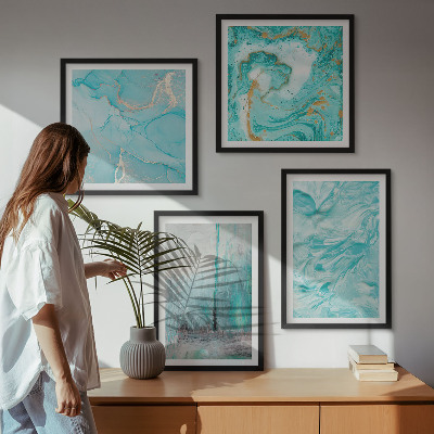 Galería de pared Tonos de azul con patrones abstractos
