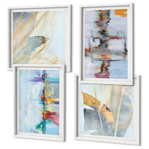 Set de cuadros modernos para salón con composiciones de pintura abstracta