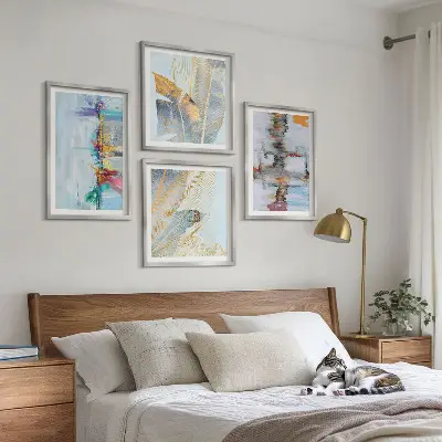 Set de cuadros modernos para salón con composiciones de pintura abstracta