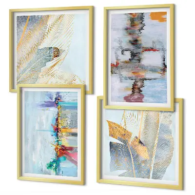 Set de cuadros modernos para salón con composiciones de pintura abstracta