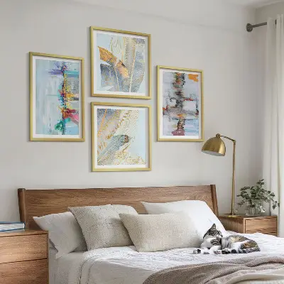 Set de cuadros modernos para salón con composiciones de pintura abstracta