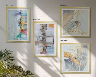 Set de cuadros modernos para salón con composiciones de pintura abstracta