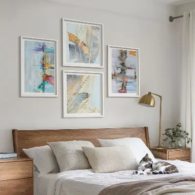 Set de cuadros modernos para salón con composiciones de pintura abstracta