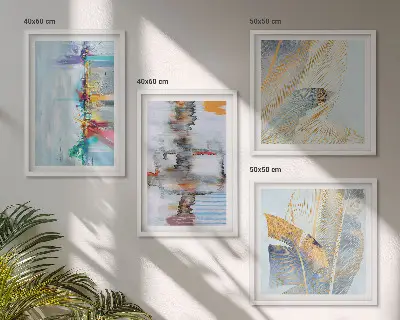 Set de cuadros modernos para salón con composiciones de pintura abstracta
