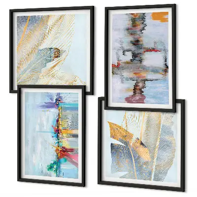 Set de cuadros modernos para salón con composiciones de pintura abstracta