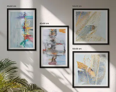 Set de cuadros modernos para salón con composiciones de pintura abstracta