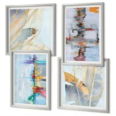 Set de cuadros modernos para salón con composiciones de pintura abstracta