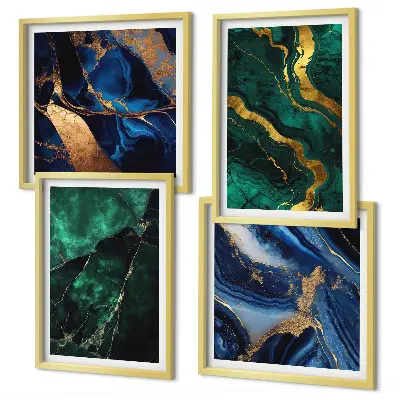 Set de 4 cuadros decorativos para salón con diseños elegantes de piedras