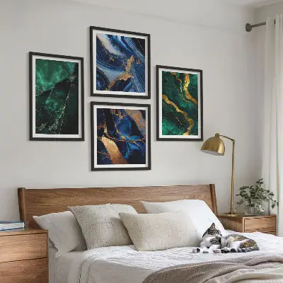 Set de 4 cuadros decorativos para salón con diseños elegantes de piedras