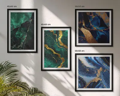 Set de 4 cuadros decorativos para salón con diseños elegantes de piedras
