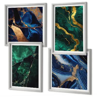 Set de 4 cuadros decorativos para salón con diseños elegantes de piedras