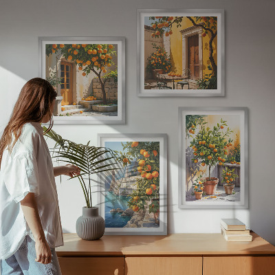 Set de cuadros modernos para salón Paisajes de cítricos pintados