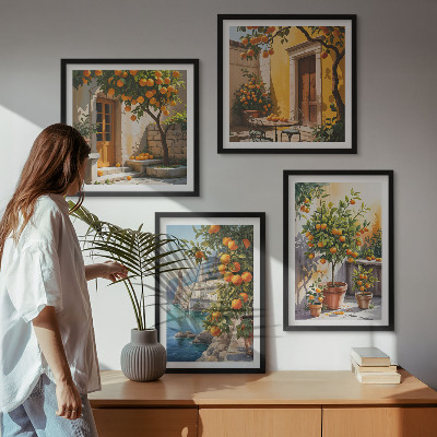 Set de cuadros modernos para salón Paisajes de cítricos pintados