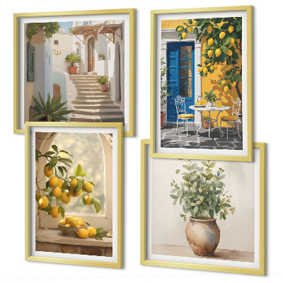 Set de 4 cuadros para salón Arquitectura de la ciudad de Lemons