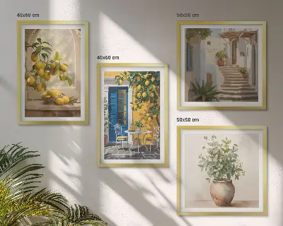 Set de 4 cuadros para salón con diseño de arquitectura de la ciudad de Lemons